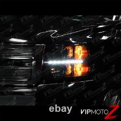 07-13 Chevy Silverado 1500 2500HD 3500HD Headlight LED DRL Strip Black Housing