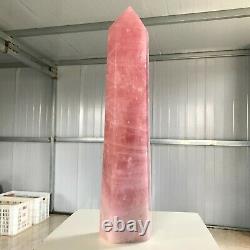 10.9LB Natural Pink Rose Quartz Crystal Tower Wand Point Healing B975