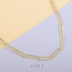 10K Yellow Gold Crystal 6.9mm Paper Clip Necklace Extender 20-22 6.90 Grams