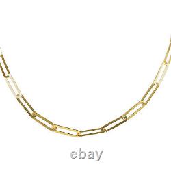 10K Yellow Gold Crystal 6mm Paper Clip Necklace with Extender 16-18 6.00 Grams