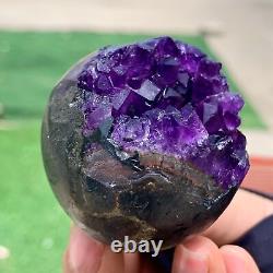 114 G Natural Uruguayan Amethyst Quartz crystal open smile sphere