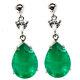 12 X 16 MM. Forest Green Doublet Emerald & Cubic Zirconia Earrings 925 Silver