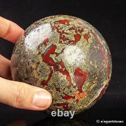 1213g 91mm Large Natural Dragon Blood Stone Crystal Sphere Healing Ball