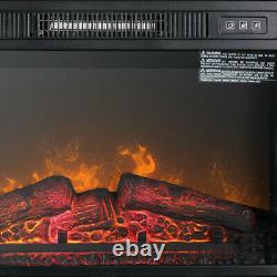 1400W Electric Firebox Fireplace Infrared Quartz Heater Flame Log Stove Remote