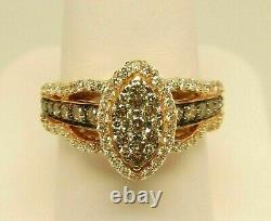 14K Rose Gold Plated 1.10Ct Round Simulated Smoky Quartz Diamond Engagement Ring