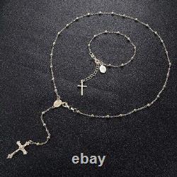 14k Gold LUXE Rosary Necklace Women Gold Cross Pendant Necklace Plated