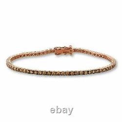 14k Rose Gold Plated 5 Ct Round Lab-created Smoky Brown Women's Tennis Bracelet