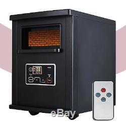 1500W Electric Space Heater Infrared Quartz with Remote Control Portable Black