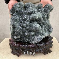 16.3kg Natural fluorite Cluster quartz Crystal specimen+Stand