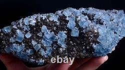 1688g New Find Transparent Blue Cube Fluorite Crystal Cluster Mineral Specimen