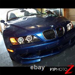 1996-2002 BMW Z3 M-POWER Black Angel Eye Halo Ring Projector Headlights LH+RH