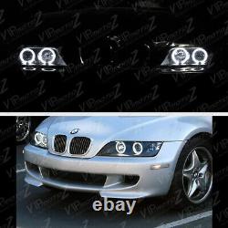 1996-2002 BMW Z3 M-POWER Black Angel Eye Halo Ring Projector Headlights LH+RH