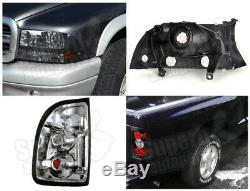 1997-2004 Dodge Dakota Crystal Headlights+Tail Brake Lamps Black