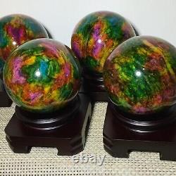1pc Taiwan seven-color natural jade original stone spherical office decoration