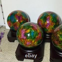 1pc Taiwan seven-color natural jade original stone spherical office decoration