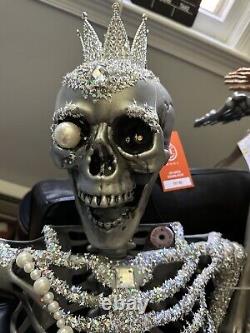 2- Martha Stewart Crystal Led Halloween Skeleton Gold & Silver Nwt. Htf