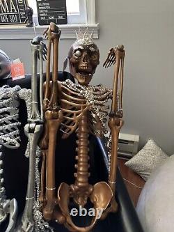 2- Martha Stewart Crystal Led Halloween Skeleton Gold & Silver Nwt. Htf