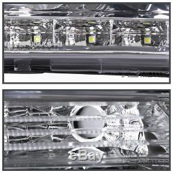 2004-2008 Ford F150 Halo+LED DRL Strip Bar Crystal Projector Headlights PAIR