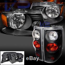 2004-2008 Ford F150 XL Crystal Black Headlights+Tail Lights Replacement LH RH
