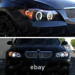 2006-2008 BMW E90 3-Series Sedan Black LED Angel Eye Halo Projector Headlights