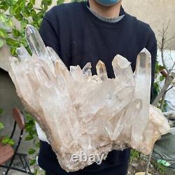 22.1lb A++Large Natural clear white Crystal Himalayan quartz cluster /mineralsls