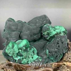 2200gNatural Malachite Mineral Specimen Cat Eye Decoration Gift Include Stand