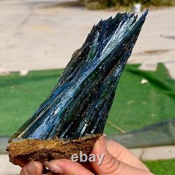 229G Natural Vivianite ludlamite Quartz Crystal Mineral Samples /Brazil