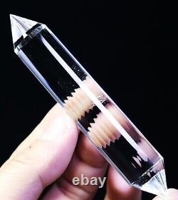 24 Sides Natural Clear Quartz CRYSTAL Point Wand VOGEL STYLE Double Terminated