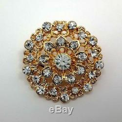 24pc lot Mixed Gold Silver Rhinestone Crystal Brooches Pins DIY Wedding Bouquet