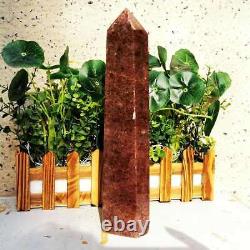 3.1LB Natural Strawberry quartz Obelisk Crystal Wand Point Reiki Healing