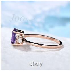3.5ct Oval Cut Amethyst Engagement Ring Natural Purple Crystal Wedding Ring Gift