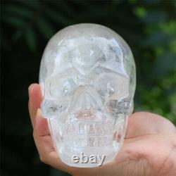 3.9LB Natural Clear Quartz Skull Hand Carved Quartz Crystal Skull Reiki healing