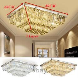 3 Layer Modern Crystal Ceiling Light Chandelier Lamp Pendant Lighting Fixture