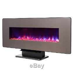 3-in-1 48 Wall Mount Freestanding Electric Fireplace Crystal Pebble Log Heater
