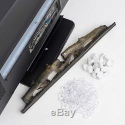 3-in-1 48 Wall Mount Freestanding Electric Fireplace Crystal Pebble Log Heater