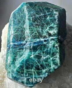 351 Gr Fluorescent Full Terminated Green Sodalite Huge Crystal On Calcite @Afg