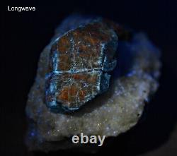 351 Gr Fluorescent Full Terminated Green Sodalite Huge Crystal On Calcite @Afg