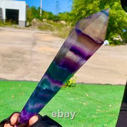 353G Top grade natural rainbow fluorite scepter Crystal healing