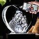 3D Photo Crystal Heart Custom Laser Etched Print Personalized Engraved Picture