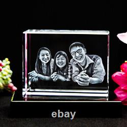 3D Photo Crystal Rectangle Custom Laser Etched Print Personalized Engraved Art