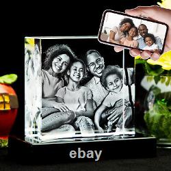 3D Photo Crystal Square Custom Laser Etched Print Personalized Engraved Picture