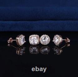 3Pairs 18K White Gold Plated Cubic Zirconia Stud Earrings CZ Piercing Earrings