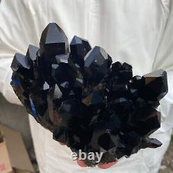 4.2lb Large Natural Black Smoky Quartz Crystal Cluster Raw Mineral Specimen