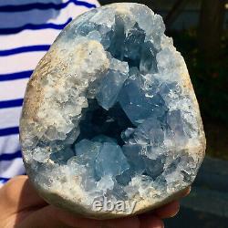 4.48LB Natural and beautiful Blue Lapis Lazuli white crystal cave mineral sample