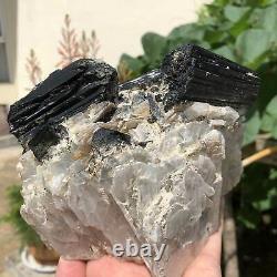 4.7lb Natural Black Tourmaline Quartz Crystal Cluster Rough Mineral Specimens