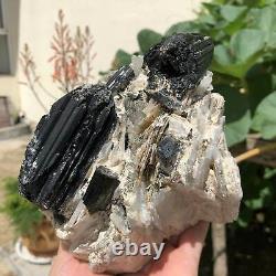 4.7lb Natural Black Tourmaline Quartz Crystal Cluster Rough Mineral Specimens
