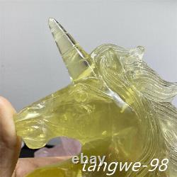 4+ Natural Citrine Quartz Unicorn Skull Hand Carved Crystal Reiki Healing 1pc