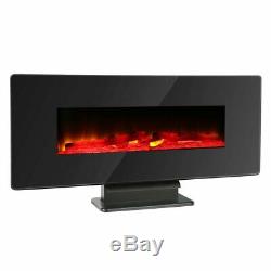 42 Wall Mount Electric Fireplace Heater Multicolor 3D Crystal Flame With Remote