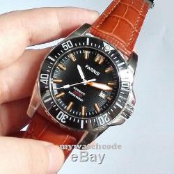 43mm PARNIS black dial Ceramic bezel sapphire 20atm automatic mens diving watch