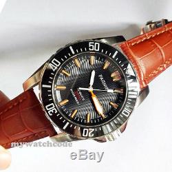 43mm PARNIS black dial Ceramic bezel sapphire 20atm automatic mens diving watch